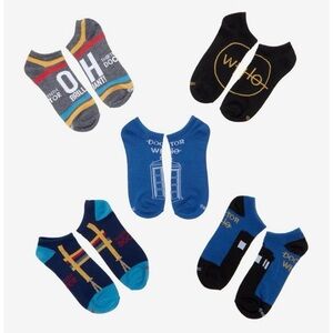 Bioworld Doctor Who Low-Cut No-Show Socks - Blue, Black, Gray, Teal